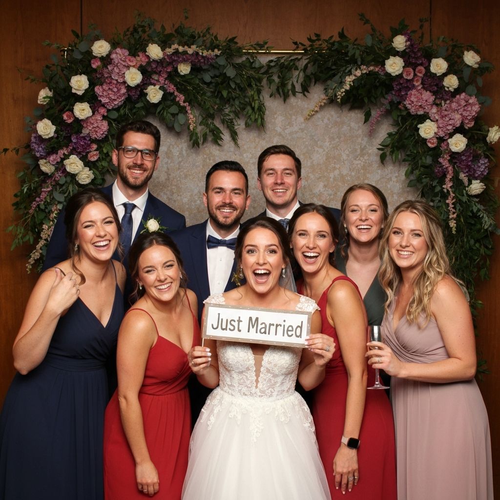 Wedding photo booth guests at Staten Island venue